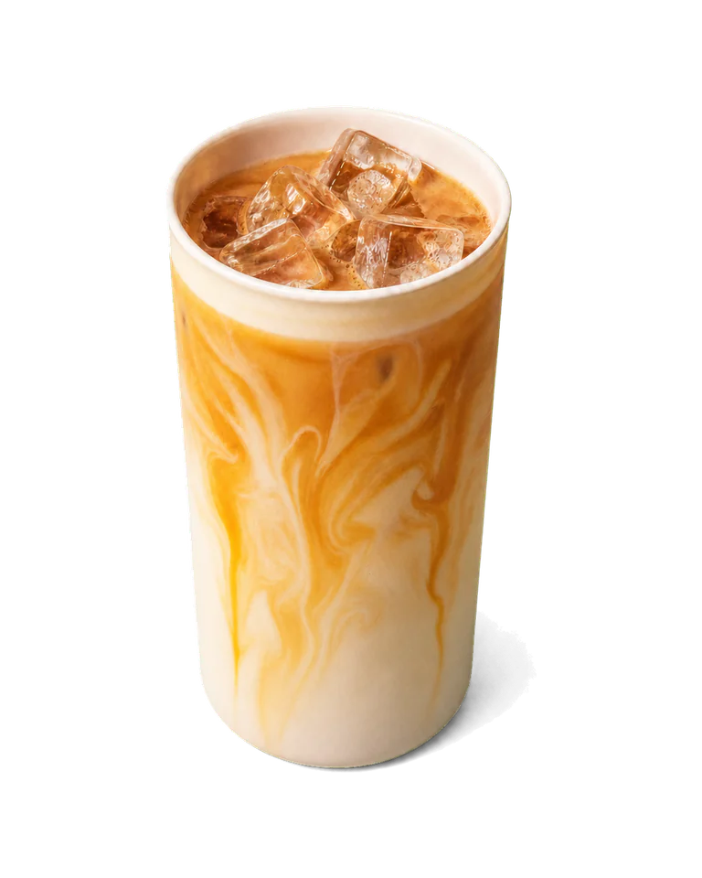 Iced caramel latte made at home